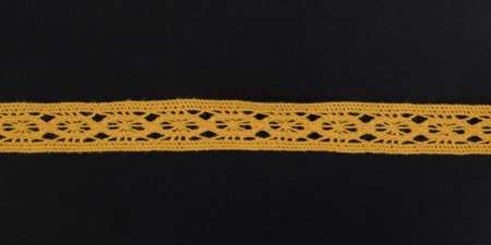 Тесьма кружевная, 17мм,  цвет желтый, ALFA