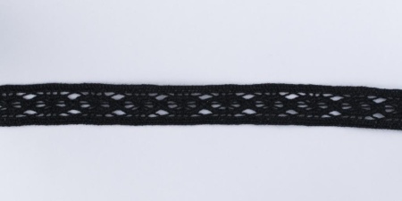 Тесьма кружевная, 17мм,  цвет черный, ALFA