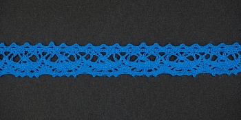 Тесьма кружевная, 16мм,  цвет голубой, ALFA