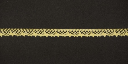 Тесьма кружевная, 8мм,  цвет светло-желтый, ALFA