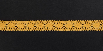 Тесьма кружевная, 16мм,  цвет желтый, ALFA