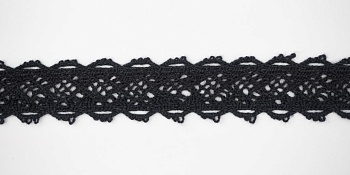 Тесьма кружевная, 20мм,  цвет черный, ALFA Тесьма кружевная, 20мм,  цвет черный, ALFA