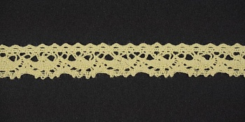 Тесьма кружевная, 16мм,  цвет светло-желтый, ALFA