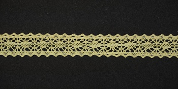Тесьма кружевная, 15мм,  цвет светло-желтый, ALFA