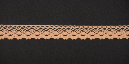 Тесьма кружевная, 18мм,  цвет персиковый, ALFA