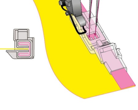 Оверлочная лапка для окантовки срезов косой бейкой для Bernette Funlock 42 и 48 Оверлочная лапка для окантовки срезов косой бейкой для Bernette Funlock 42 и 48