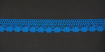 Тесьма кружевная, 17мм,  цвет голубой, ALFA