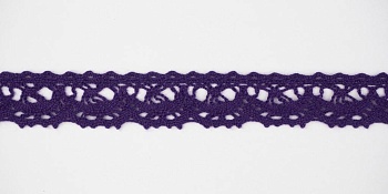 Тесьма кружевная, 16мм,  цвет фиолетовый, ALFA