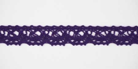 Тесьма кружевная, 16мм,  цвет фиолетовый, ALFA