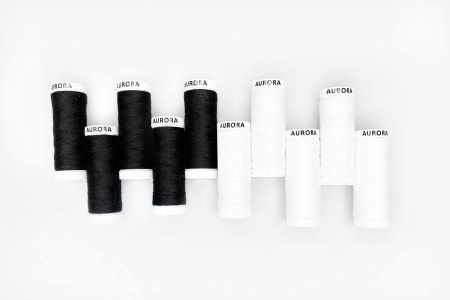 Набор ниток универсальных Talia №120 Черные и белые