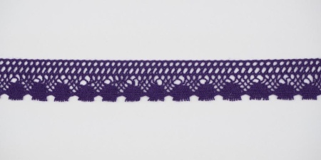 Тесьма кружевная, 17мм,  цвет фиолетовый, ALFA