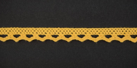 Тесьма кружевная, 10 мм,  цвет желтый, ALFA