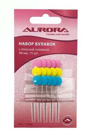 Набор булавок с плоской головкой в виде круга, 48 мм, 15шт