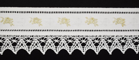 Тесьма кружевная, цвет белый/ льняной, 55мм