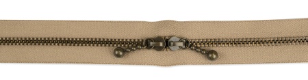 Молния металлическая, двухзамковая неразъемная, тип 3 (60 см) темная латунь