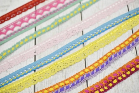 Тесьма кружевная, 12мм, цвет мультиколор, Mauri Angelo (арт. 7319EL/PL19/LY19)