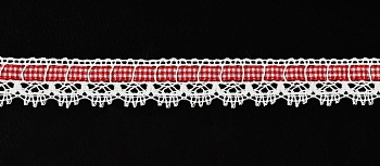 Тесьма кружевная, цвет красный, 18 мм Тесьма кружевная, цвет красный, 18 мм