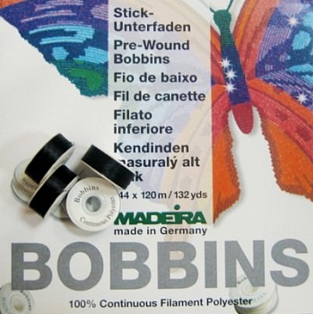 Нить в шпулях Bobbins №150, 125м Madeira