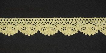 Тесьма кружевная, 16мм,  цвет светло-желтый, ALFA