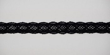 Тесьма кружевная, 14мм,  цвет черный, ALFA Тесьма кружевная, 14мм,  цвет черный, ALFA