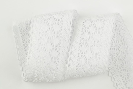 Тесьма кружевная, 29мм,  цвет белый, ALFA