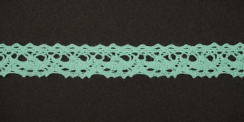 Тесьма кружевная, 16мм,  цвет мятный, ALFA