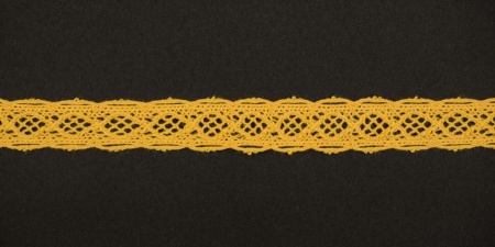 Тесьма кружевная, 14мм,  цвет желтый, ALFA
