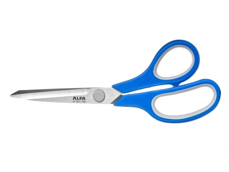 Ножницы раскройные с резиновыми вставками, 19 см, Alfa