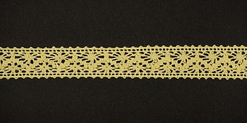 Тесьма кружевная, 15мм,  цвет светло-желтый, ALFA