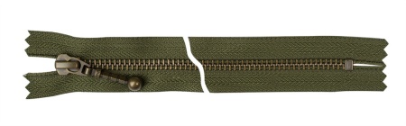 Молния металлическая, однозамковая неразъемная тип 3 (30 см) темная латунь