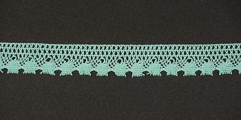 Тесьма кружевная, 17мм,  цвет мятный, ALFA