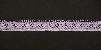 Тесьма кружевная, 15мм,  цвет светло-фиолетовый, ALFA