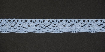 Тесьма кружевная, 16мм,  цвет светло-голубой, ALFA