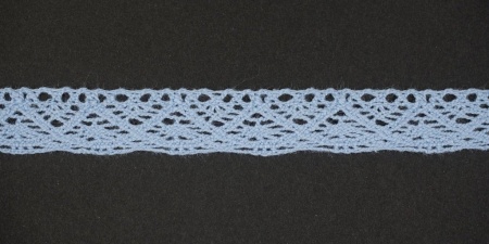 Тесьма кружевная, 16мм,  цвет светло-голубой, ALFA