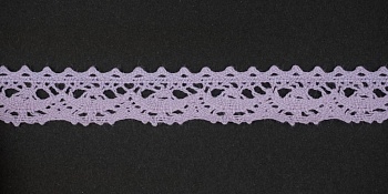 Тесьма кружевная, 16мм,  цвет светло-фиолетовый, ALFA